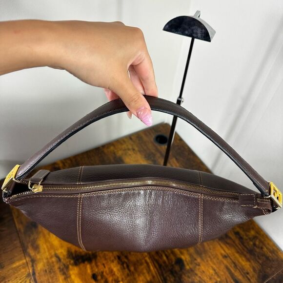 FENDI‎ Vintage Brown Leather Shoulder Tote Bag Large - Picture 13 of 16